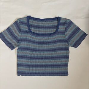 Stylish Striped Blue and Green Crop Top